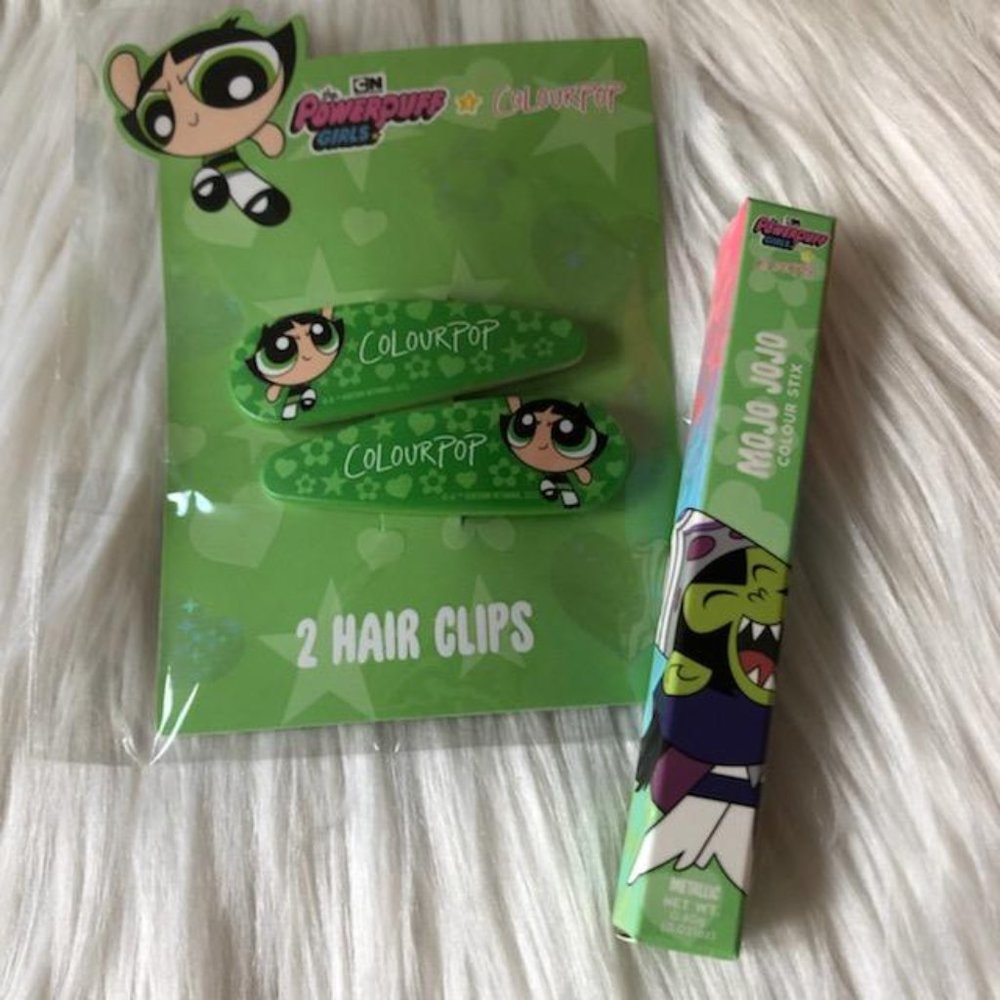 Powerpuff Girls x Colourpop Buttercup Hair Clips & Color Stick Set